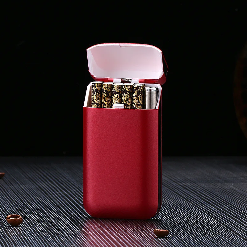 Креативный портсигар и зажигалки перезаряжаемый без газа USB ветрозащитный негорящий Электрический сигары электронная зарядка зажигалка - Цвет: red