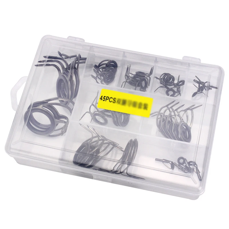 

45 Fishing Rod Eyes Ceramic Fishing Rod Guides Line Repair Tip Tops Rings W/ Box