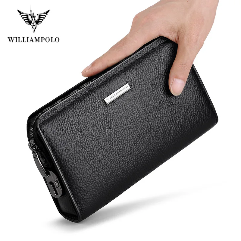 Люксовый бренд WILLIAMPOLO кожаные кошельки мужские длинные на молнии модный дизайн