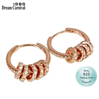 dreamcarnival1989 15mm huggie earrings for women elegant night party jewelry rose gold plated shiny zircon thanksgiving se24423r