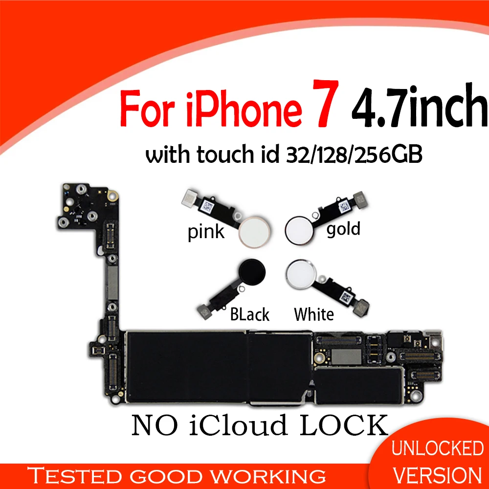 100% оригинальная разблокированная материнская плата для iPhone 7 4 дюйма без Touch ID с