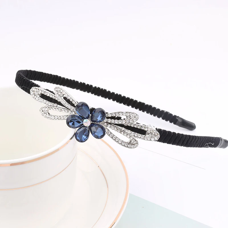 

Women Fashion Crystal Flower Hairbands Girls Vintage Hair Jewelry Accessories Ladies Narrow Rhinestone Hairwear Headband Gifts