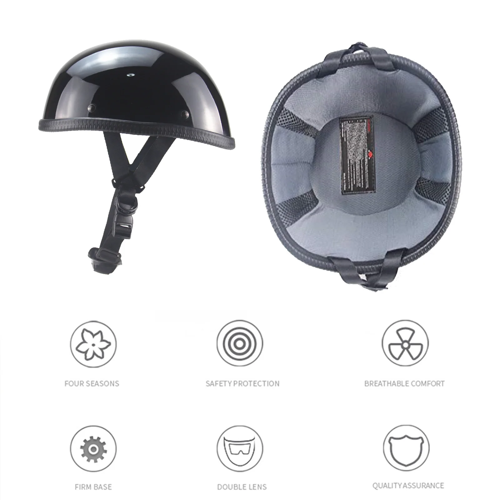 

Motorcycle Helmet Retro Half Face Beanie Helmets without Peak DOT Approved