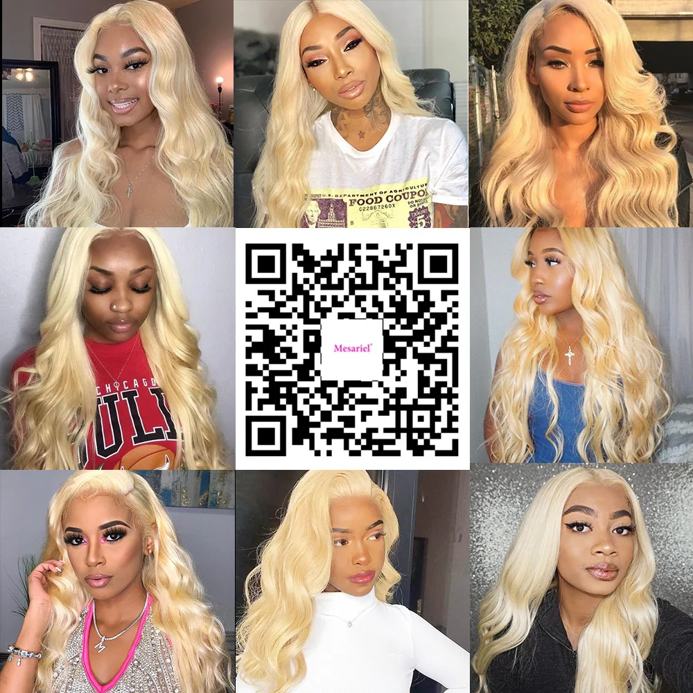Mesariel 613 Blonde Remy 4*4 Brazilian Body Wave Lace Front Wigs Pre Plucked With Baby Hair Long Human Closure | Шиньоны и парики