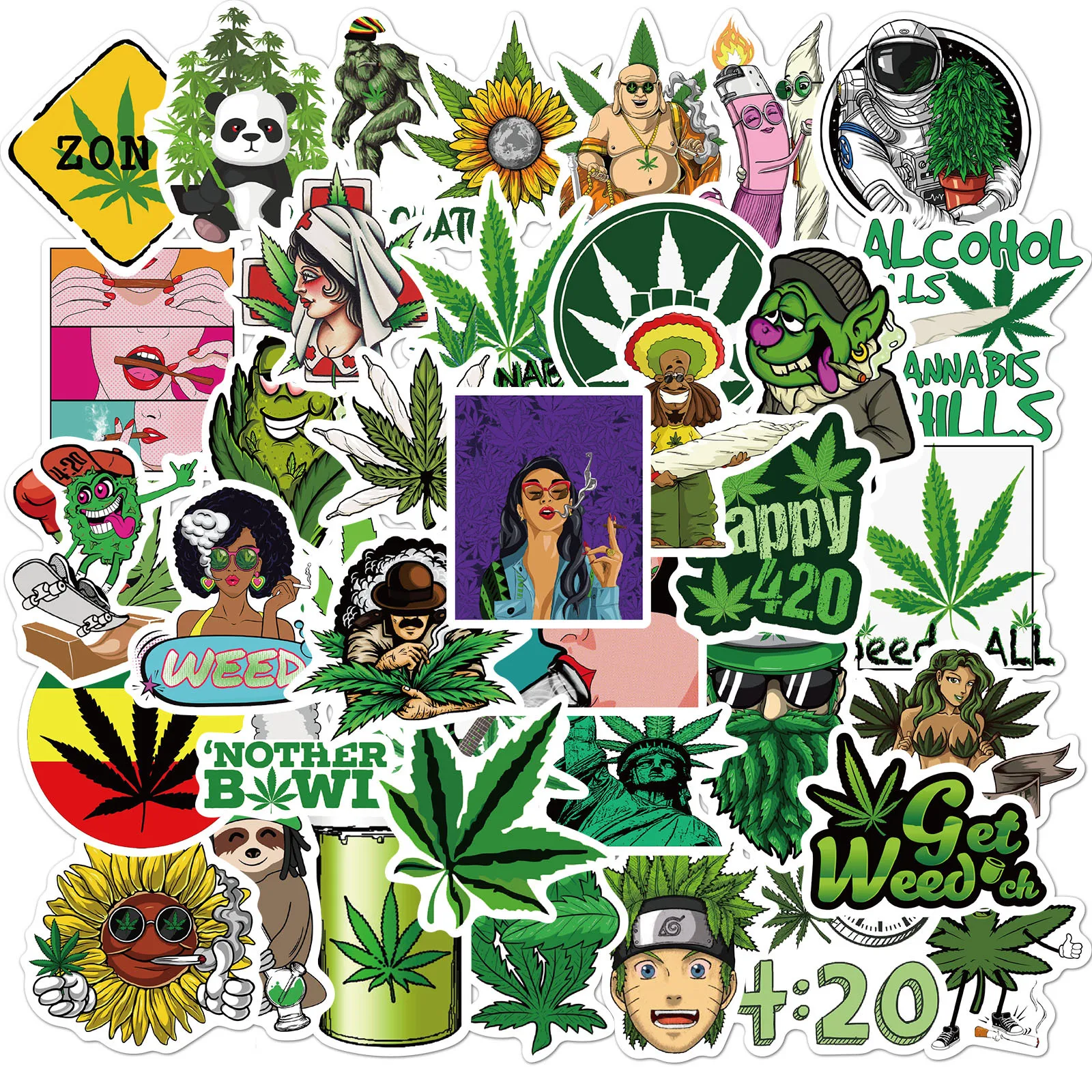 

50PCS New Weed Sticker Joke Leaves Graffiti Sexy Anime Stickers Aesthetic DIY Kids Toys Phone Case Laptop Travel Luggage Decals