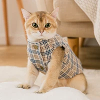 pet cat vest jacket with fleece dog check coat warm autumn winter outwear for small medium pet fashion waistcoat dog cat clothes
