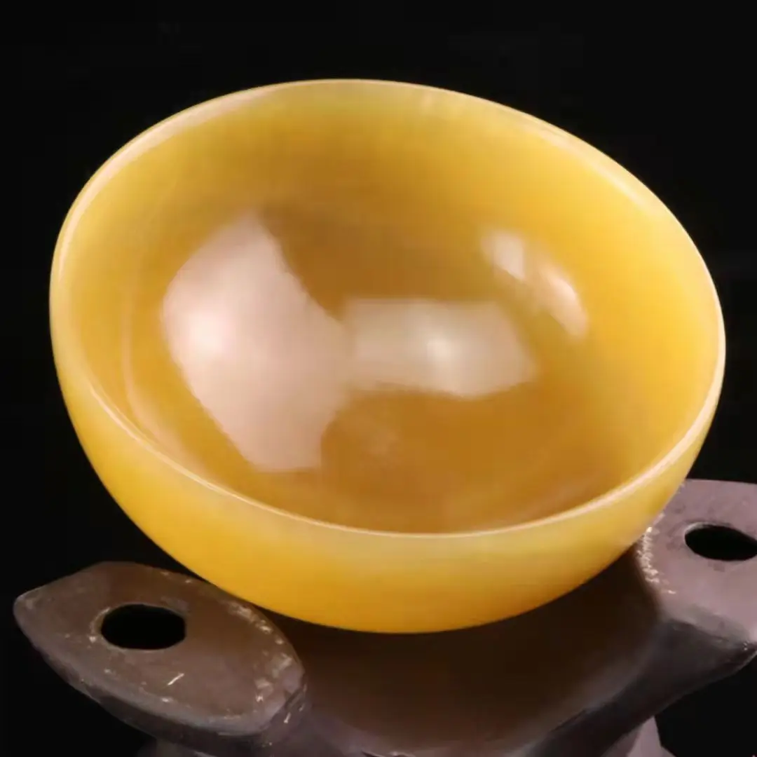 

FashionChinese Exquisite Hand-carved Beige Jade Tea Bowl Kitchen and Living Room Supplies Home Accessories Gift