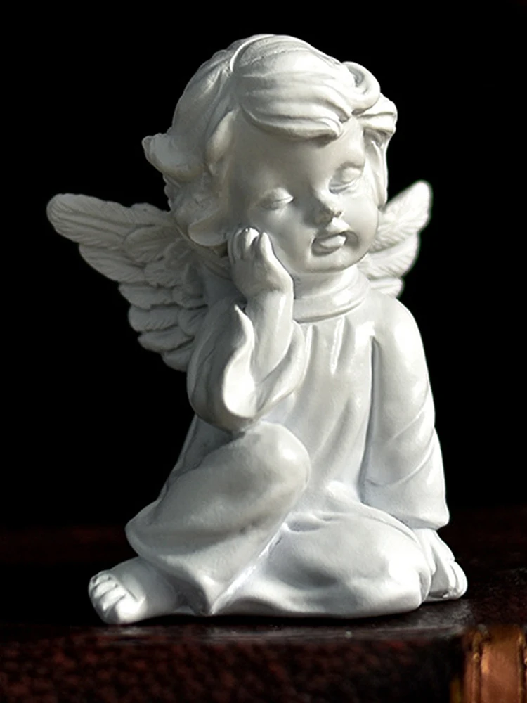 

Serene Angel Resin Statue Lovely European Style Retro Flower Fairy Ornaments Mini Desktop Deco Children's Room Deco Gifts