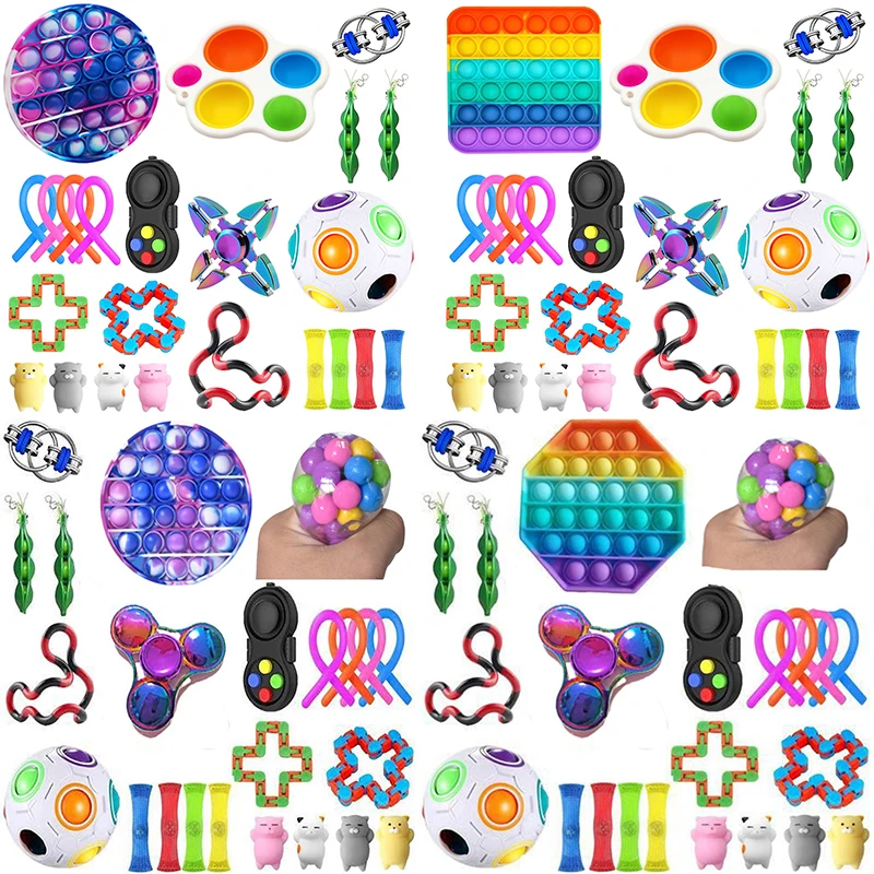 

Стильные игрушки-антистресс, 20/22/23/24 шт. в упаковке, сенсорные игрушки, антистрессовый набор, тревожность, антистрессовые пузырьки для детей ...