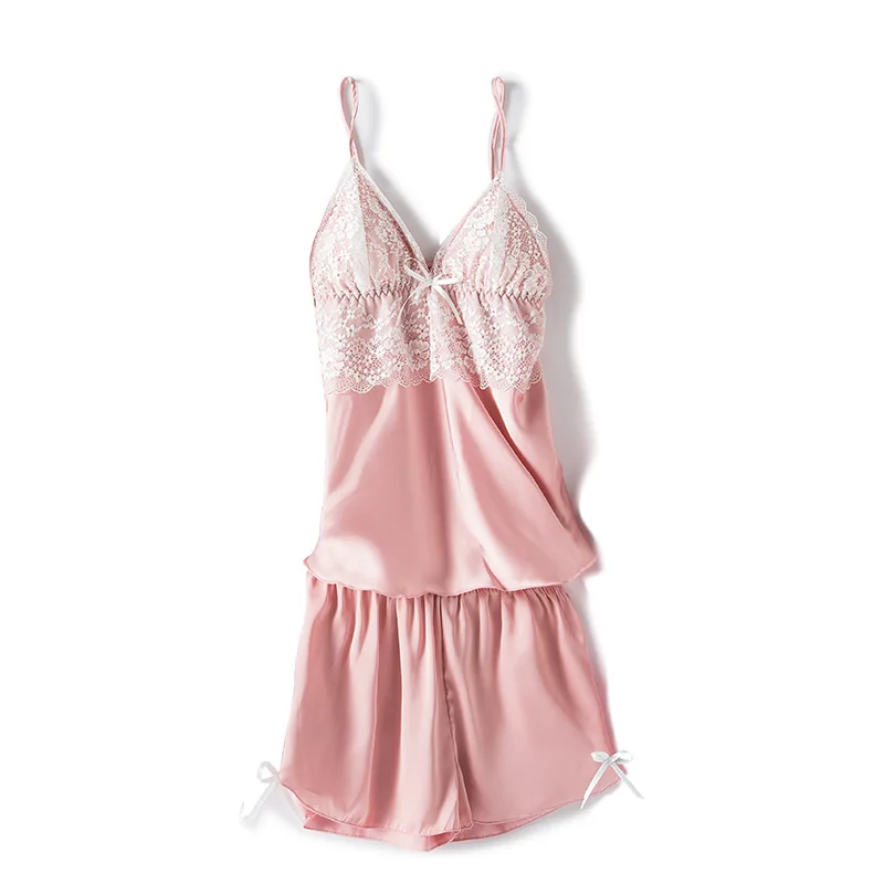 

2PCS Sets Women Pajamas Soft Satin Nightwear Sleepwear Lounge Comfortable Shorts Brand New Summer Style Femme pyjamas