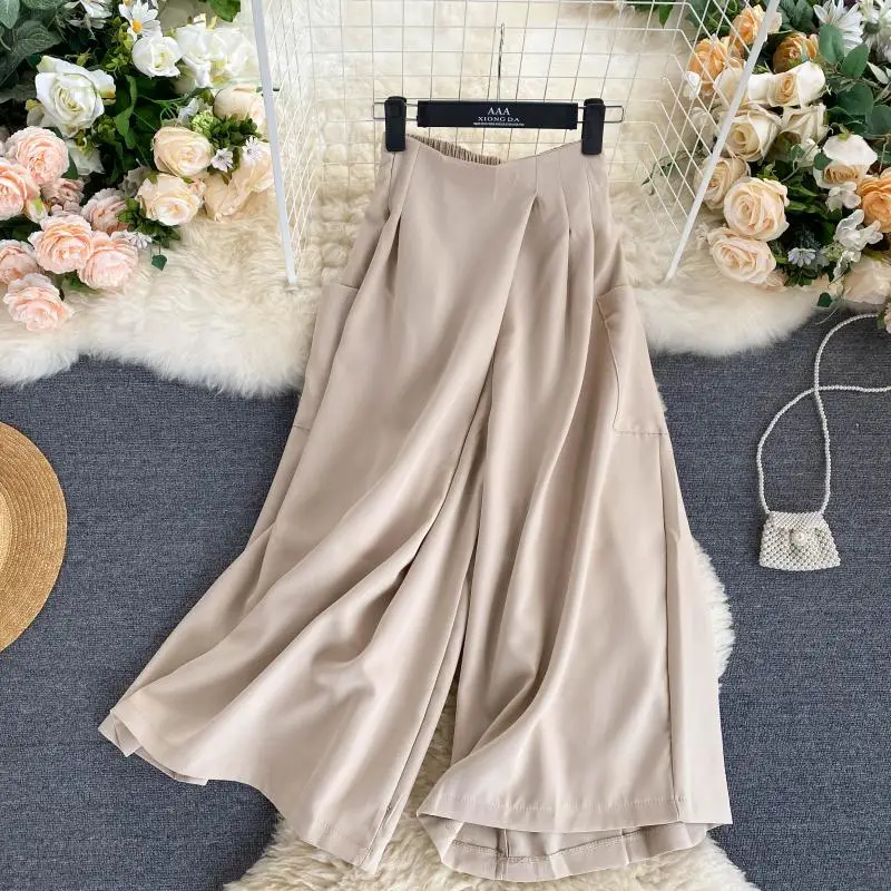 Дизайнерские широкие летние брюки для женщин 2020 новые модные Универсальные