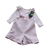 new spring autumn baby girl clothes suit children fashion t shirt strap shorts 2pcssets toddler casual costume kids tracksuits