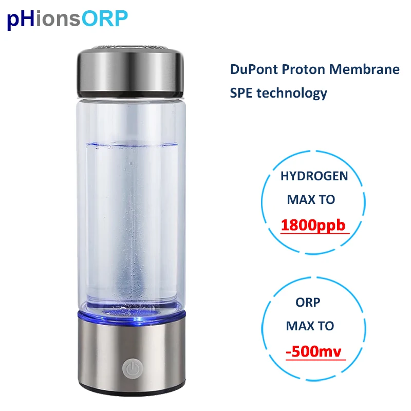 Портативный водородный генератор воды 1800ppb ионизатор H2 бутылка с мембраной Dupont PEM
