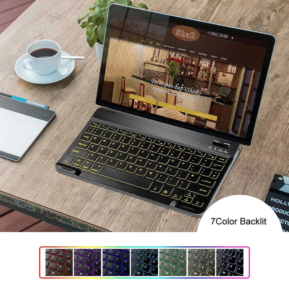 avatto russianenglish ultra thin 7 color led backlit wireless bluetooth tablet keyboard for android mac os windows tablet phone free global shipping
