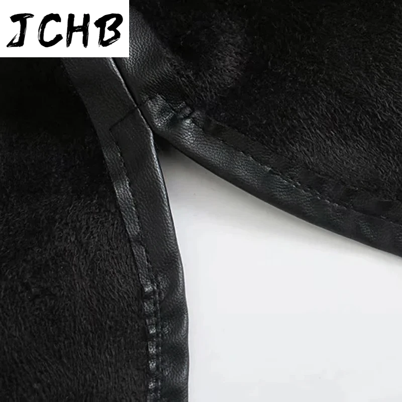 

SHZQJCHB Pu Leather Black Jacket For Women Long Sleeve Stylish Bandage Coat Turn Down Collar Pocket Coat Female Autumn Spring