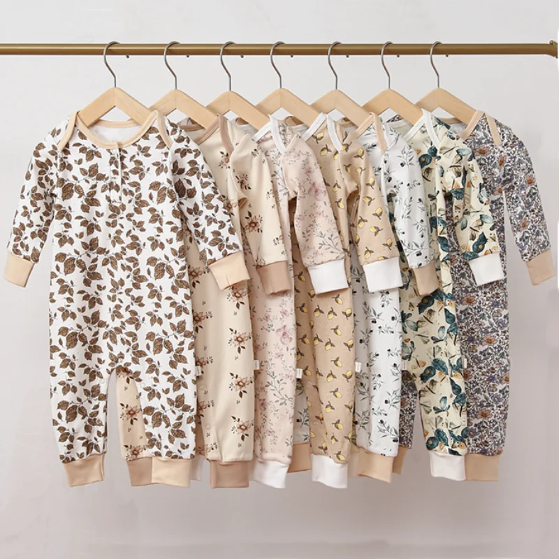 

Детский комбинезон HoneyCherry, новый хлопковый комбинезон с принтом для малышей, комбинезон для новорожденных, одежда на весну и осень