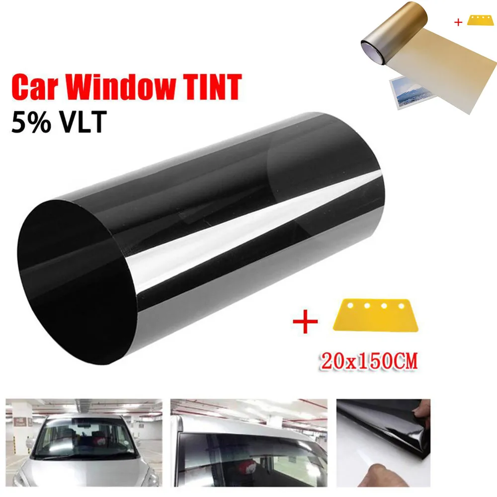 

Car 5％VL Sun Visor Strip Tint Film Front Glass Windshield Anti-UV Shade Decal Gold/Black Windshield UV Shade Auto Accessories