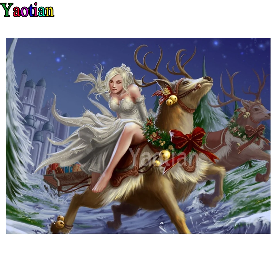 

5D DIY Diamond Painting Full Square Round Diamond Mosaic Snow girl elk and polar bear Cross Stitch Beads Embroidery Rhinestones