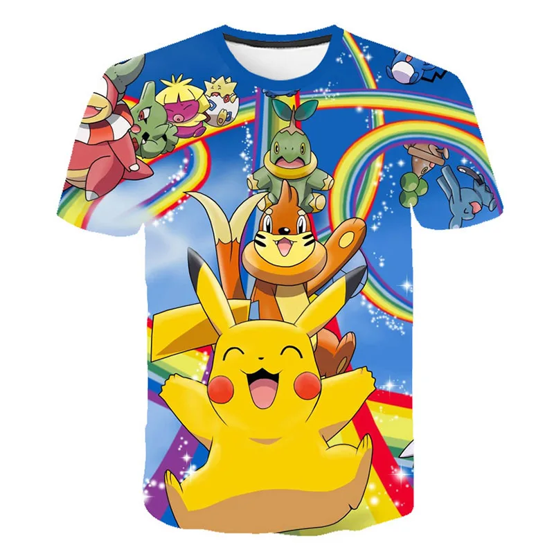 

2021 Boy And Girl 3D Summer Pokemon Fashion Cartoon T-Shirts Hip Hop Streetwear Casual Short Sleeve Boy Girl 3DPrinted T-Shirt