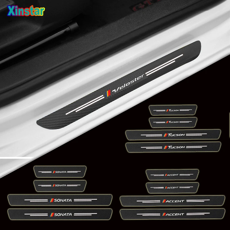 

4pcs Carbon fiber car door Sticker for Hyundai TUCSON Elantra SONATA GENESIS SOLARIS VEOSTER TRITON ACCENT