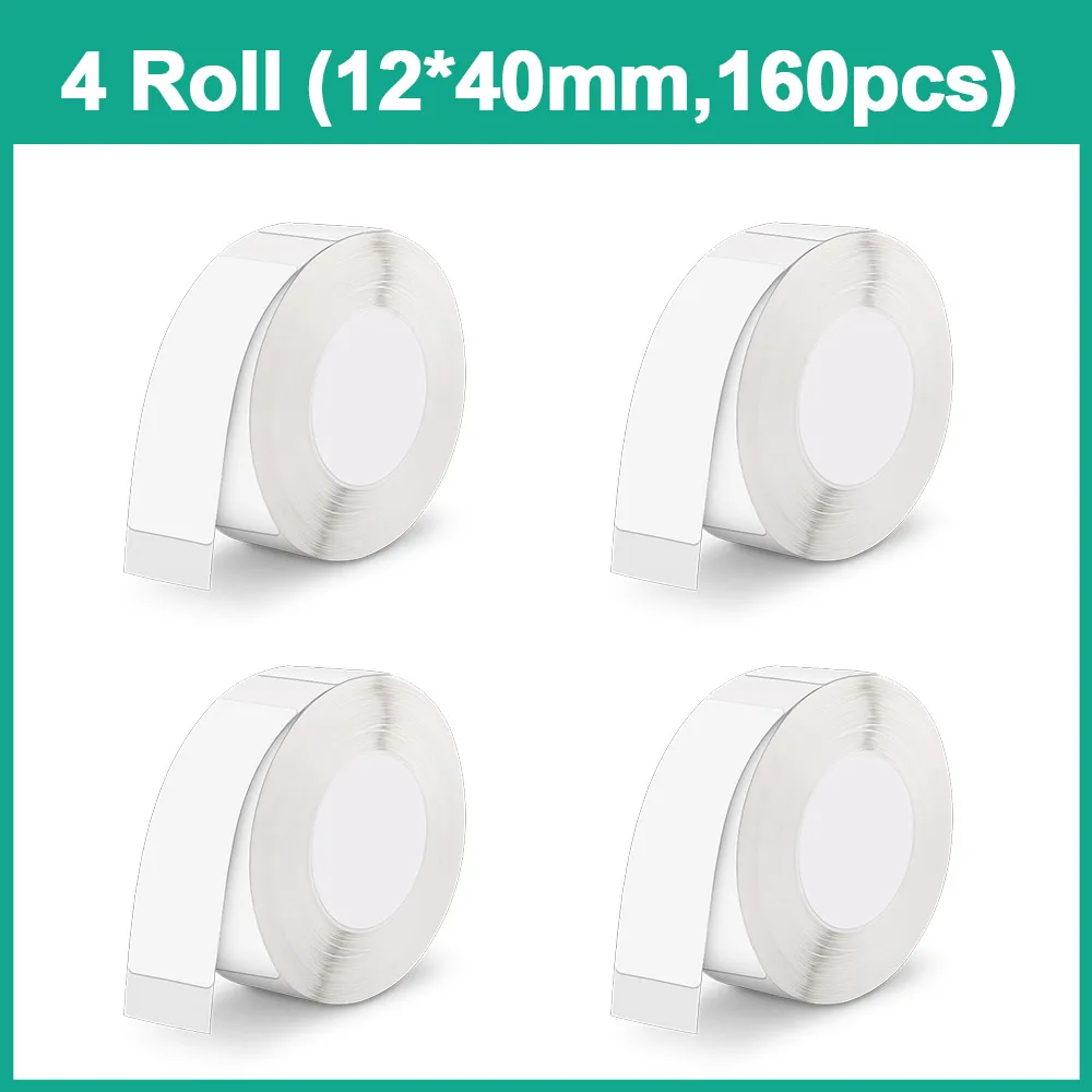 

4 Roll 12*40mm Niimbot D11 Label Sticker Paper Waterproof White Label Paper for Wireless Label Printer Niimbot D11 Print Machine