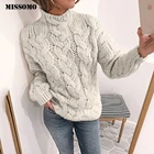 Женский трикотажный свитер MISSOMO, повседневный облегающий свитер с высоким воротником и длинным рукавом, эластичный короткий свитер 10