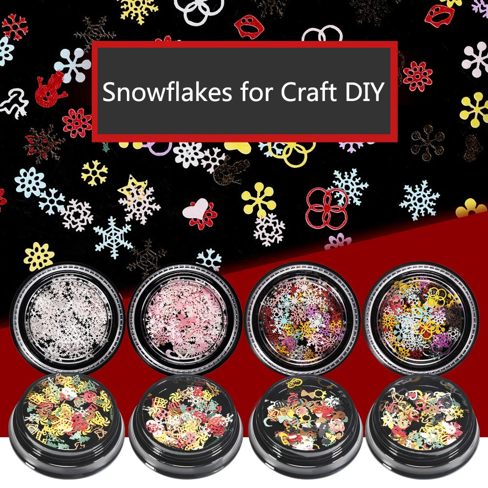 

100pcs/box Mixed Snowflakes Flakes Slice for Nail Art Clay Slime Filling Resin Epoxy Mold Filler DIY Craft Making Christmas