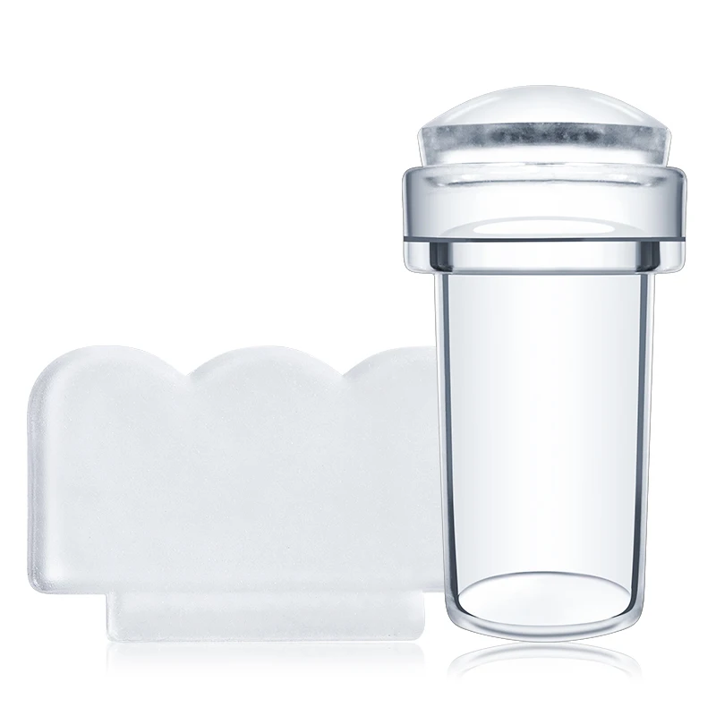 

1PC Nail Art Templates Pure Clear Jelly Silicone Nail Stamping Plates Scraper With Cap Transparent 2.8cm Nail Stamp Nail Art