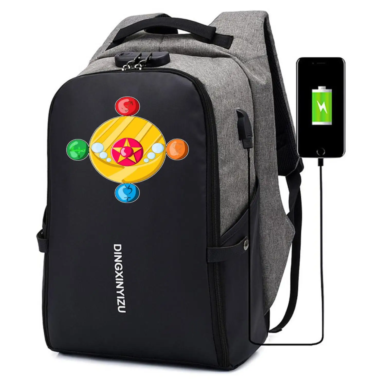 

anime Sailor Moon Backpack women men Anti-theft Laptop bag USB Charging Knapsack student book Bags teenagers Travel backpack