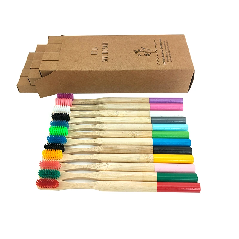 

12pcs Natural Colorful Bamboo Toothbrush Set Medium Bristle Nylon Teeth Whitening Bamboo Toothbrushes Dental Oral Care