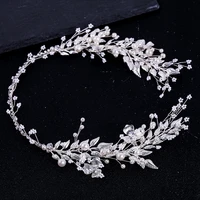 bride wedding hair rhinestone crystal pearl headband tiara flower headpiece hair vine women hair jewelry bridal hair accessories