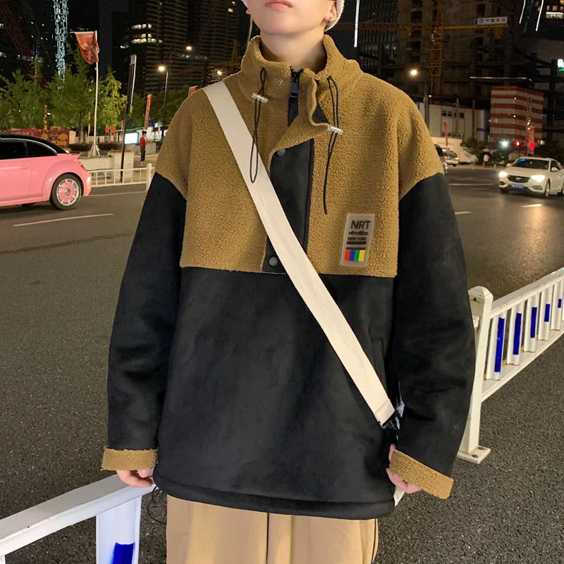 

Privathinker Lamb Wool Thicken Harajuku Men Pullovers Oversize Warm Fashion Male Winter Jacket Korean Style Men's Clothing