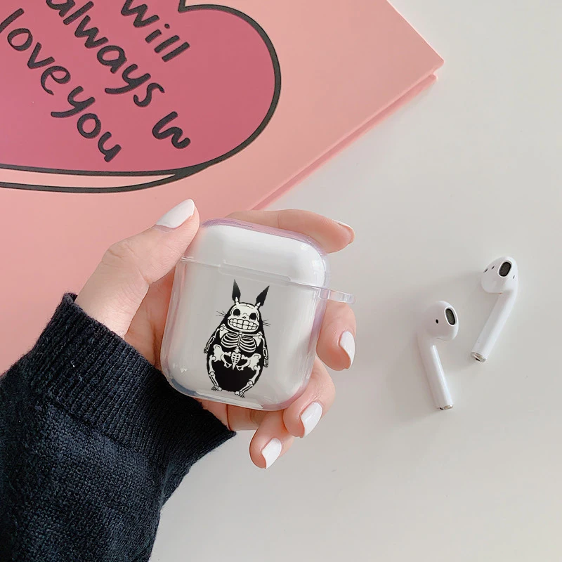 Чехол для Airpods 2 1 Miyazaki Totoro из японского мультфильма прозрачный мягкий силиконовый