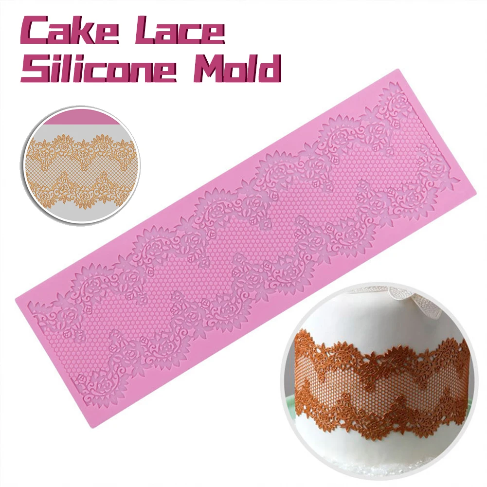 

Beautiful Patisseries Silicone DIY Flower Lace Fondant Mold Mousse Brim Decor Sugarcraft Icing Mat Pad Pastry Baking Tools
