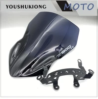 motorcycle high quality windshield windscreen smoke black screen w bracket accessories for kawasaki z900 2017