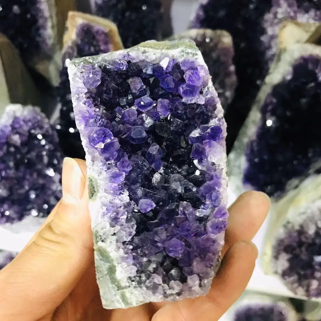 Натуральный аметистовый камень геодовый кристалл кластер домашнее украшение