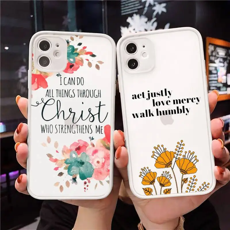 

Jesus Bible Quotes Phone Case Clear matte transparent For white iPhone 7 8 x xs xr 11 12 pro plus max mini Funda