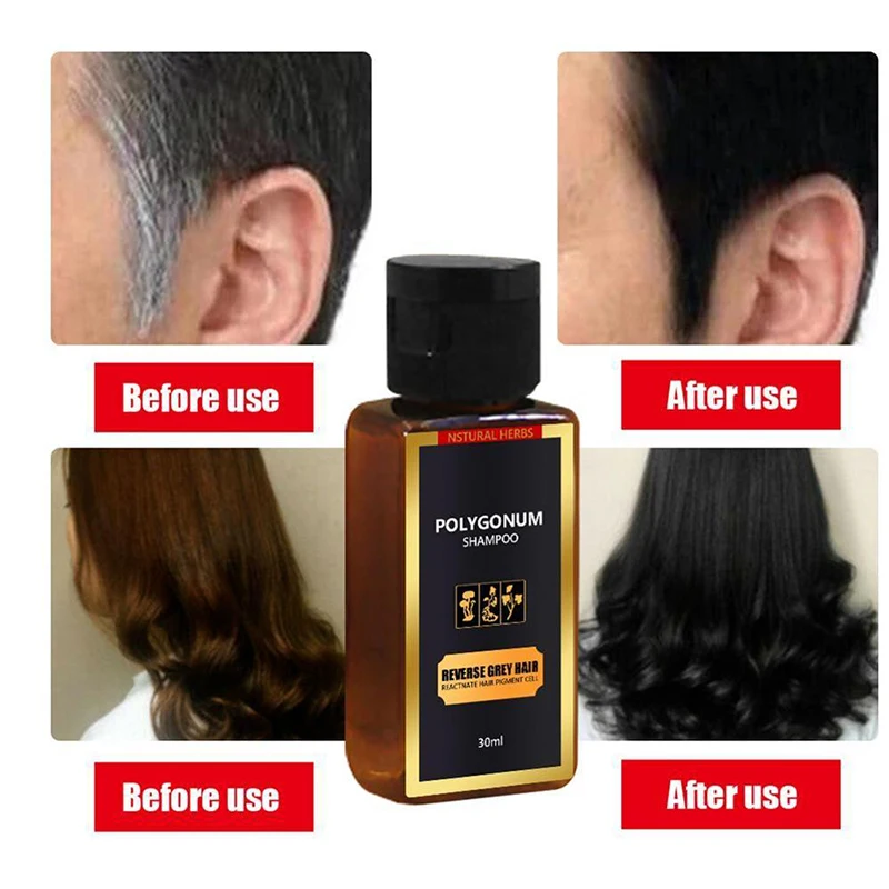 

30ml black Hair Shampoo Grey Reverse Hair Color Shampoo Anti Gray Hair Treatment White Removal Natural Herbal