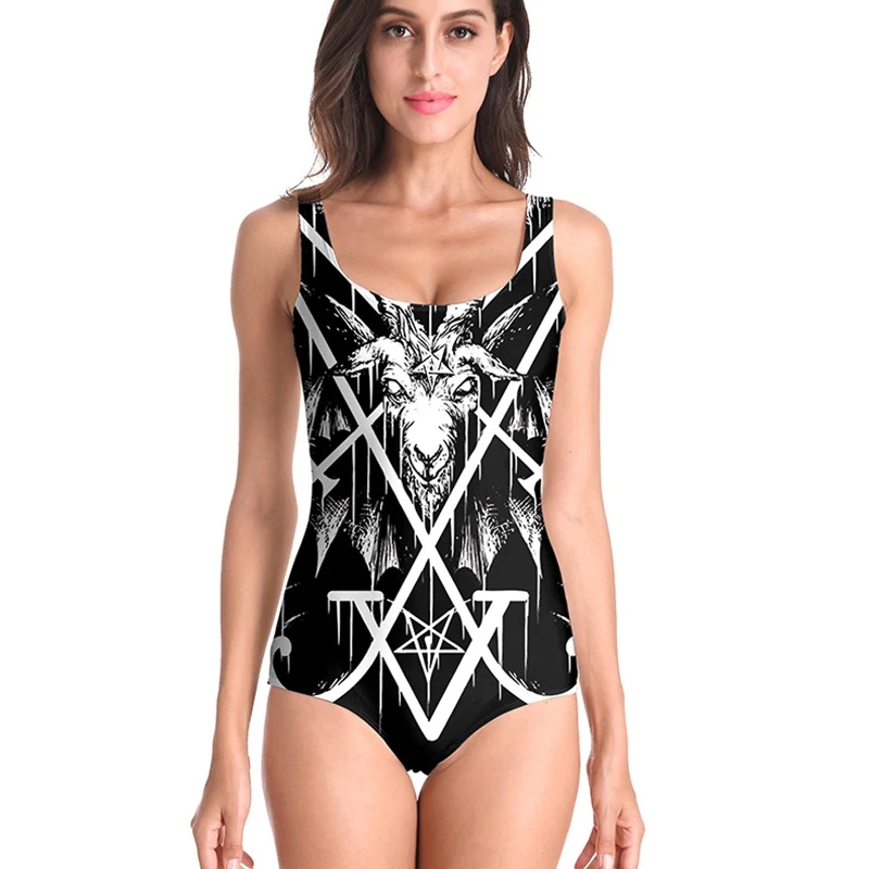 Женский купальный костюм с козьей головой цифровая печать тонкая фитнес женский