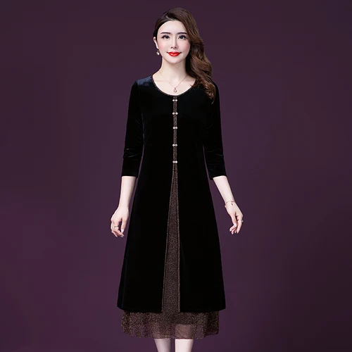 2021 Осень Новые популярные Стиль круглый вырез горловины дизайн черный матерей