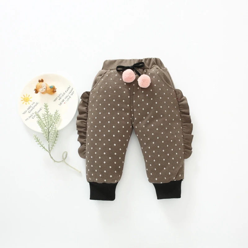 2019 теплые зимние бархатные штаны с принтом для маленьких девочек утепленные