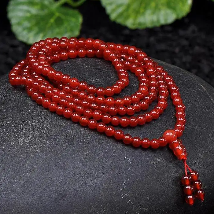 Браслет из натурального красного агата 108 Будды с бусинами и открысветильник