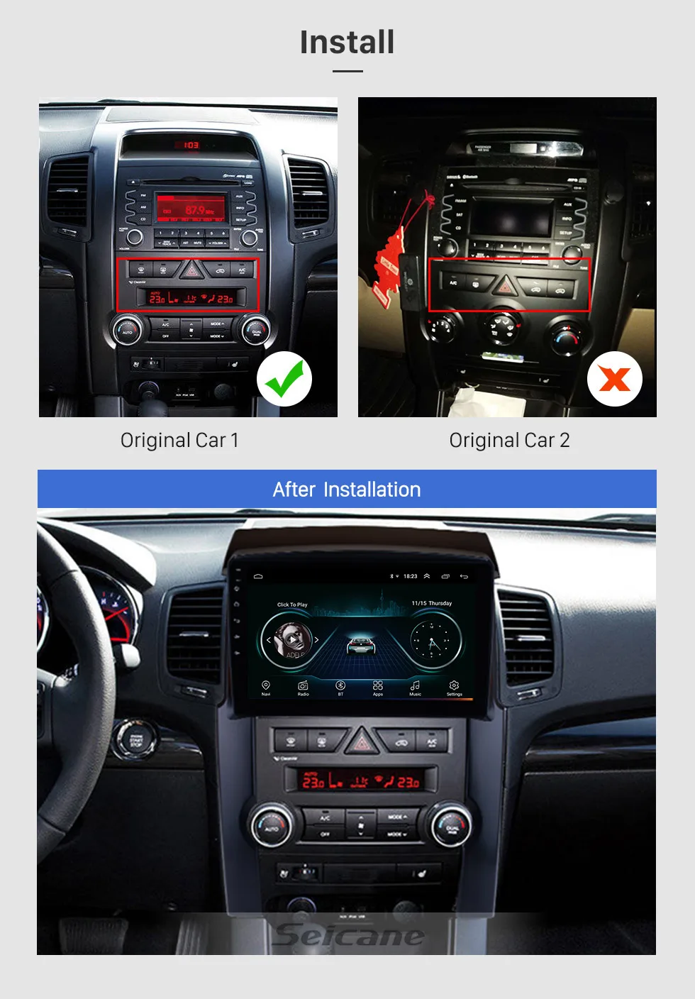 Seicane 2din Android 8,1 10," Quad-core HD 1024*600 автомобильный радиоприемник с навигацией GPS для 2009 2010 2011 2012 KIA Sorento Поддержка системы контроля давления в шинах