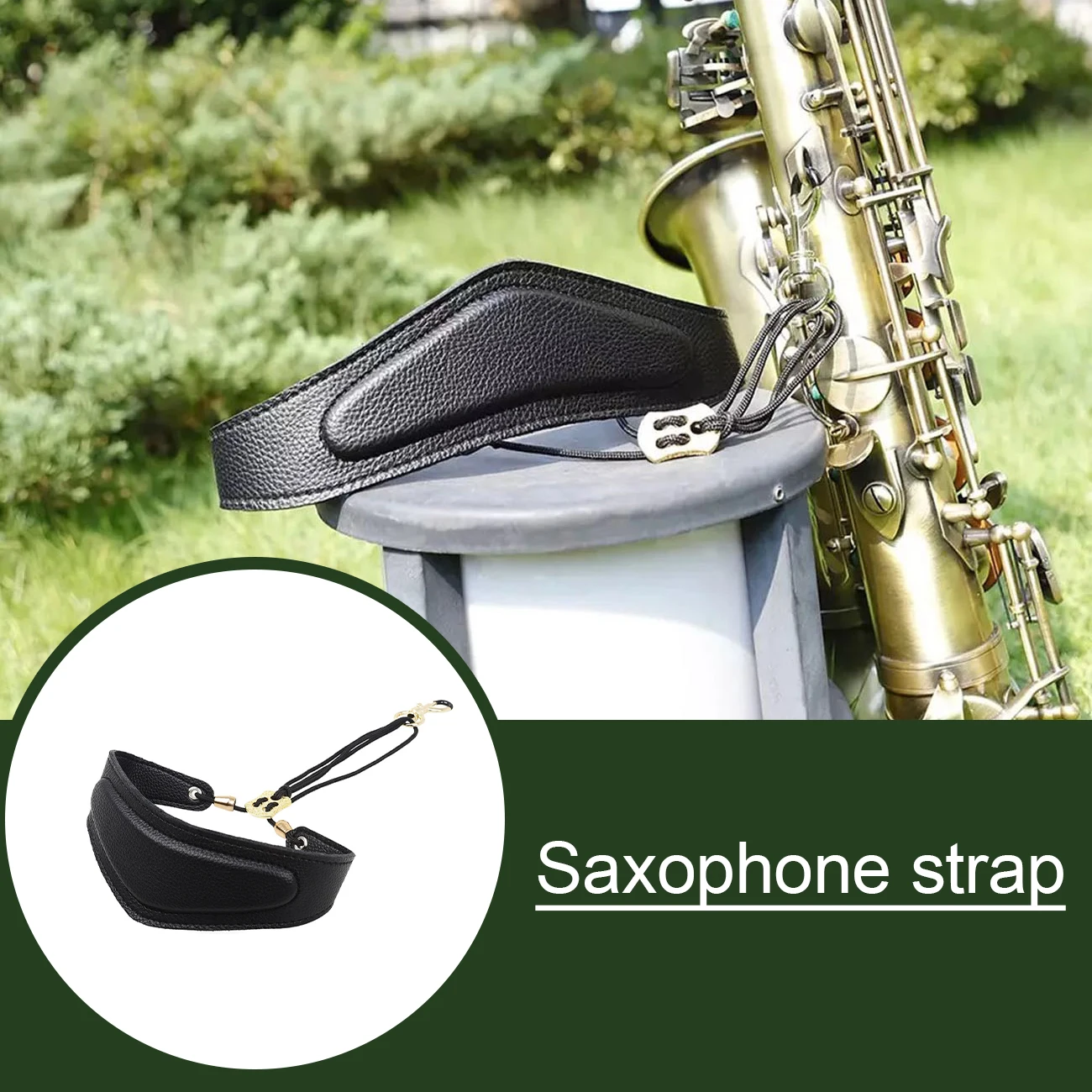 

Universal Saxophone Shoulder Strap Adjustable Soft Leather Sax Strap Neck Strap with Hose Hook Instrument Accessories
