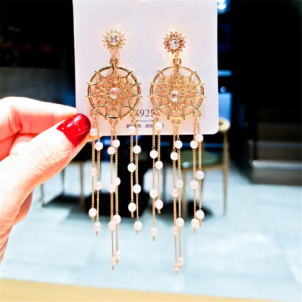 

Fashion Exquisite Earrings Female Tassel Long Charm Jewelry Super Fairy Temperament Net Red Valentine's Day Gift Wholesale