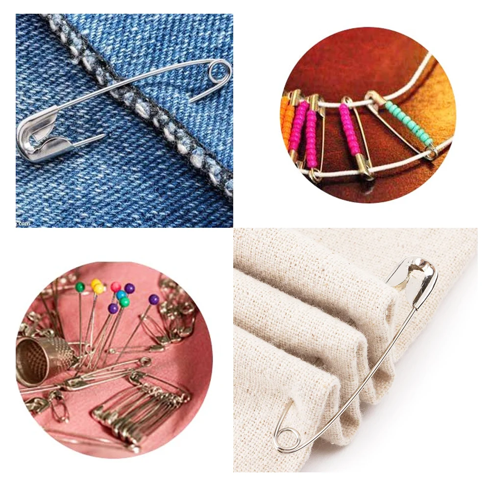 

300Pcs 27mm Safety Pins for Sewing Craft Cloth Silver Stainless Steel Safety Pins DIY Art Jewelry Making with Storage Box