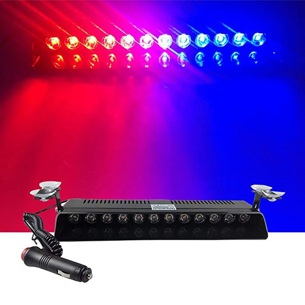 

Emergency Strobe Flash Warning Light LED DC 12V 12 LED 12W Police Flashing Lights Red and Blue Amber White Red Car styling