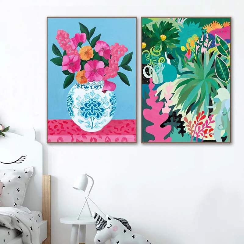 GATYZTORY 2PC Coloring By Number Flower Vase Diy Drawing Canvas Hand Painted Oil Painting By Numbers Jungle Home Decoration