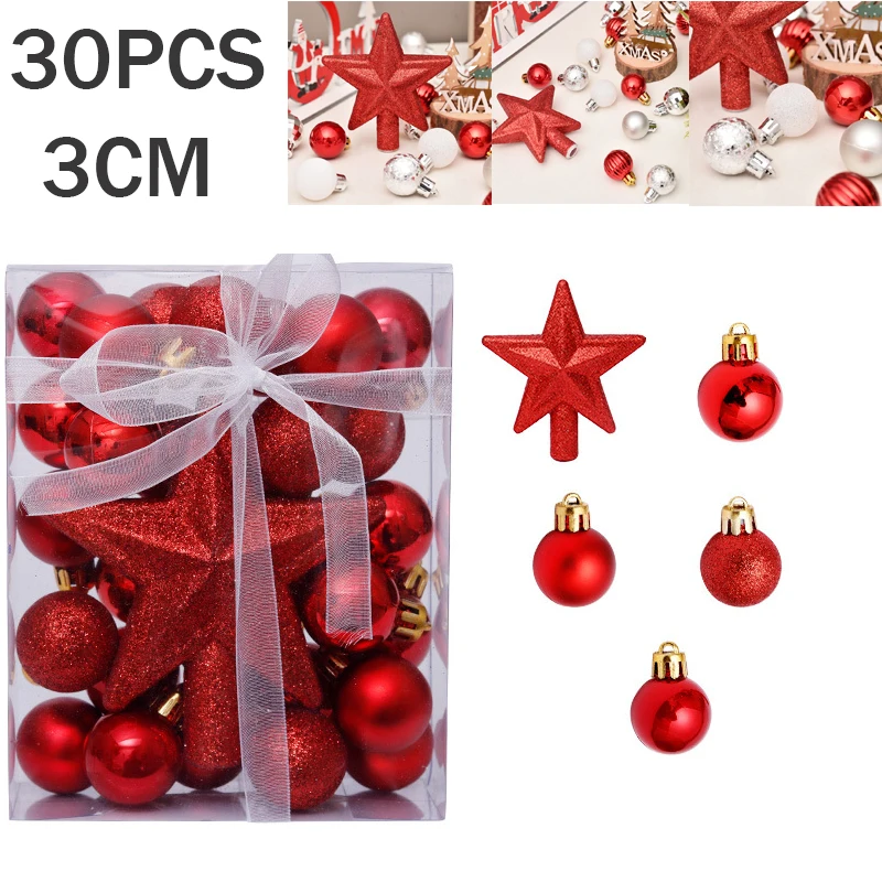 

30PCS Plastic Christmas Ball Hang Pendant Decorations For Home Party Market Xmas Tree Balls Christmas Ornament New Year