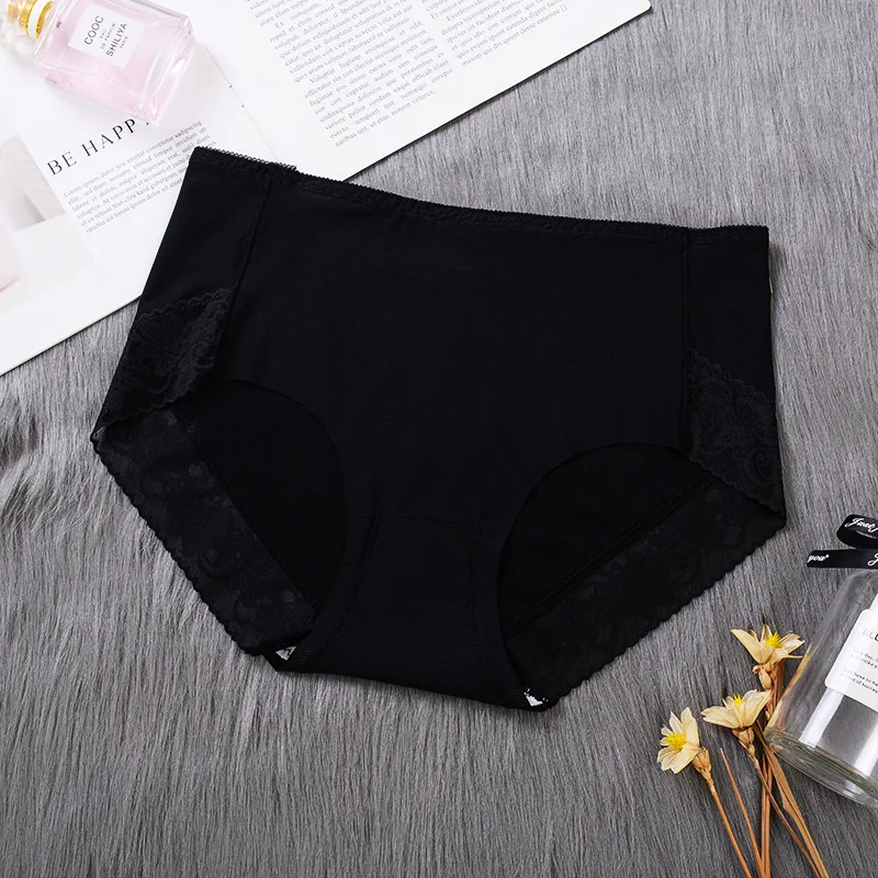 

Sexy Lace Ice Silk Breathable Female Underwear Seamless Ultra-thin Plus Size Bottoms High Waist Cool Women Underwear Briefs